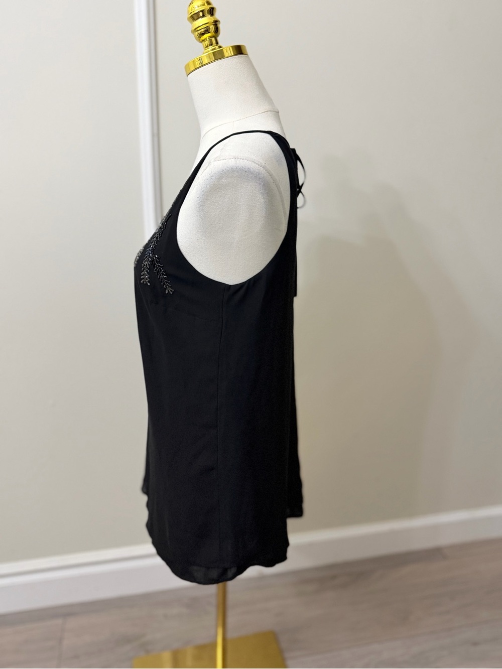 White House Black Market Black Beaded Halter Camisole - Picture 3 of 9